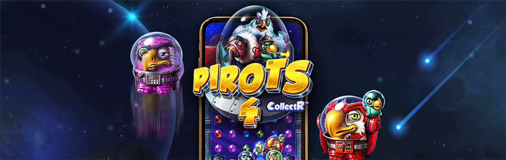 Pirots 4 CollectR slot med rymdfåglar.